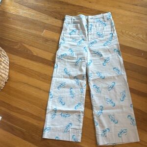 Maeve White and Blue Patterned Pants